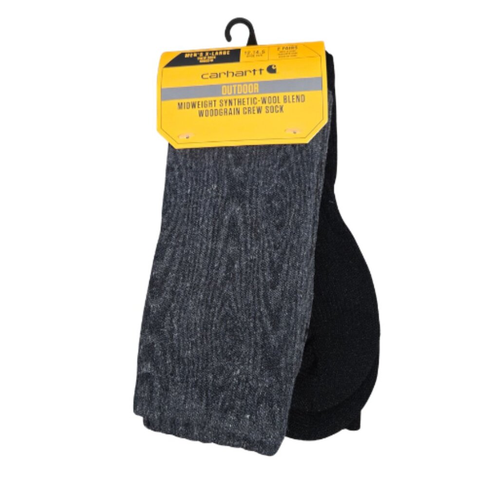 NWT | Carhartt 2-Pack Woodgrain Crew Socks | Midweight Wool Blend | Men's XL (12